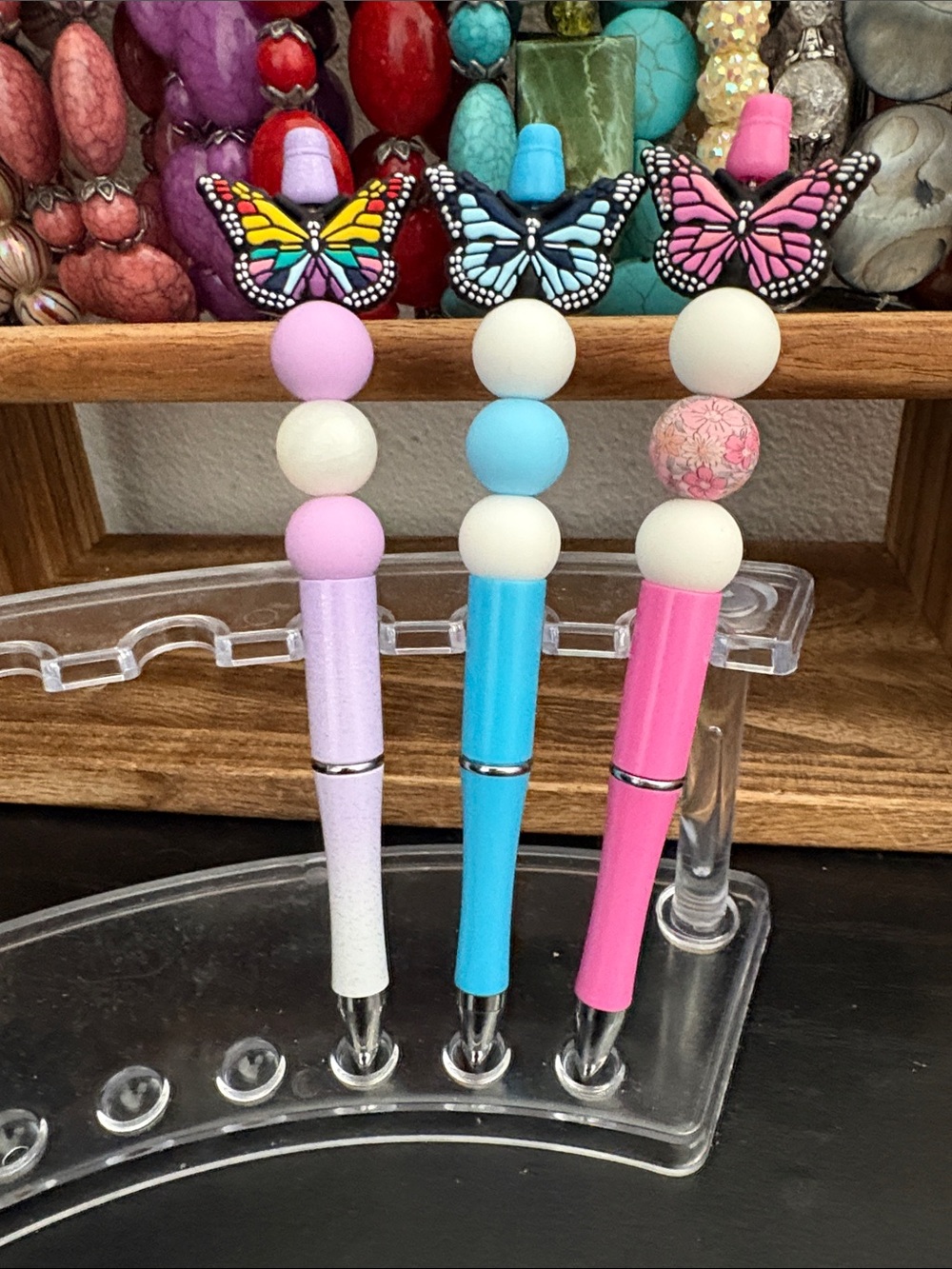 Handcrafted butterfly beaded pen